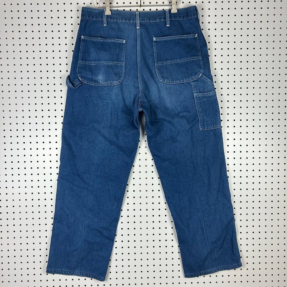 Sears Roebuck 80s Denim Blue Jean 34x30 Carpenter Hammer Work Wear MINT Straight